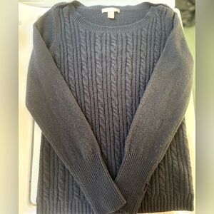 Banana Republic 100% Cashmere Cable Knit Sweater Button Shoulder Womens M Preppy